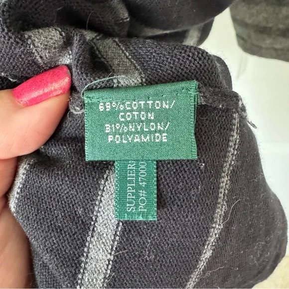 Lauren Ralph Lauren Gray Striped Sweater Dress Size Medium Gray Black White Fall - Picture 11 of 12